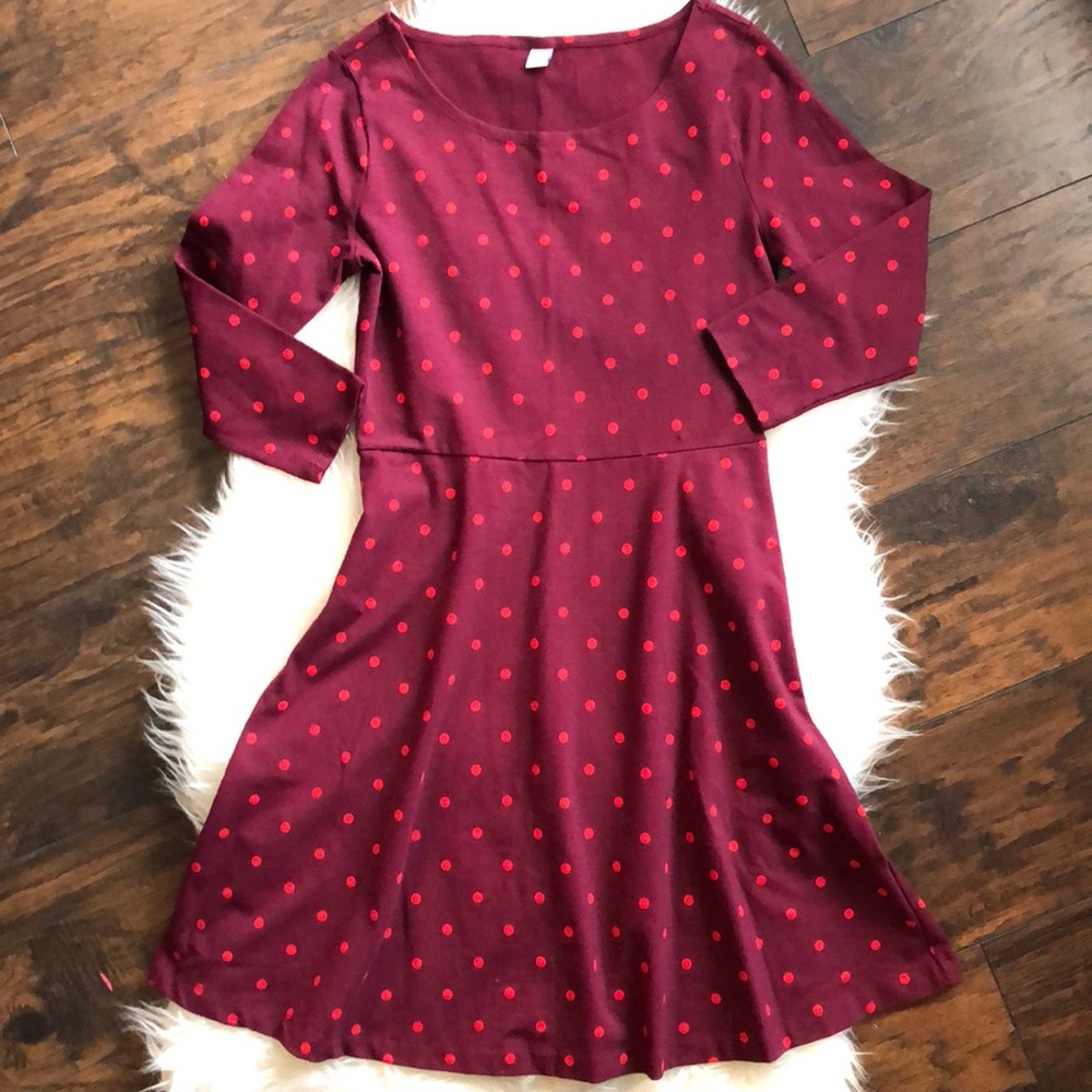 🌷 3/4 Length Sleeved Polka Dot Dress - Picture 1 of 5